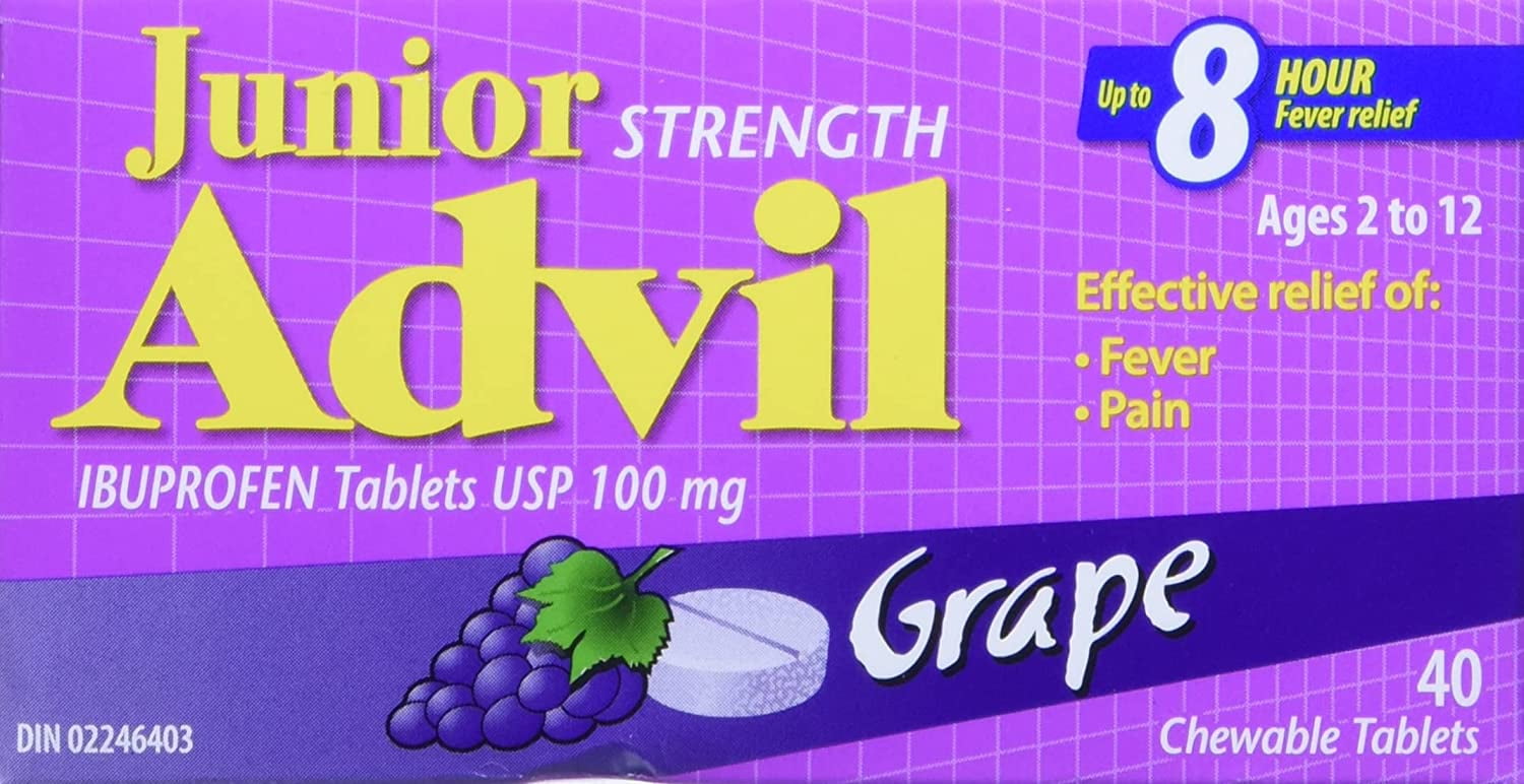 Junior Strength Advil (40 Count, Grape Flavour) Ibuprofen Chewable