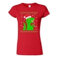 thumbnail image 1 of Junior T-Rex Jurassic Christmas Dinosaur Ugly Xmas Funny DT T-Shirt Tee, 1 of 2