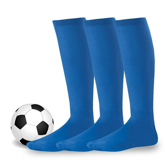 Junior Teen Girls Boys Baseball Soccer Team Sports Cushion Acrylic Socks 3 Pair Royal Blue