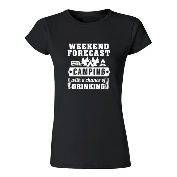 Junior Weekend Forecast Camping With A Chance Of Drinking Funny DT T-Shirt Tee