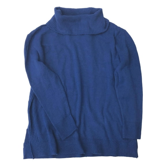 Junior Womens Blue Cowl Neck Split Side Tunic Sweater Large