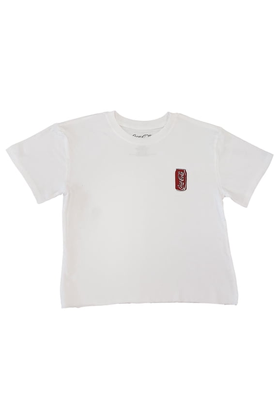 Junior Womens Coca-Cola Coke Soda Can White Cotton Crop T-Shirt Shirt Top XS