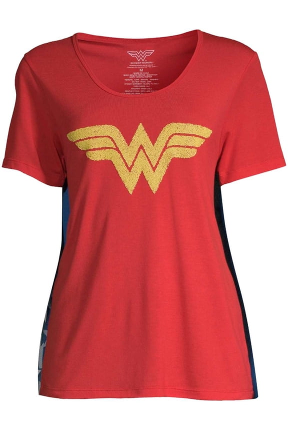 Junior Womens DC Comics Wonder Woman Halloween Cape T-Shirt Costume Shirt M 7/9