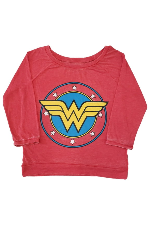 Junior Womens DC Wonder Woman Logo Stars Long Sleeve T-Shirt Top Shirt S (3/5)