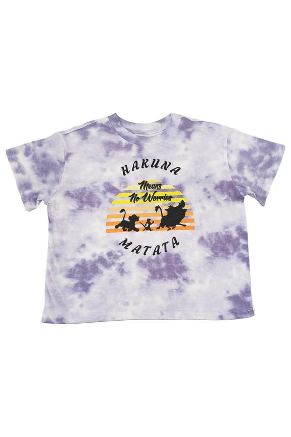 Junior Womens Disney Lion King Purple Tie Dye Crop T-Shirt Tee Shirt XXL(19)