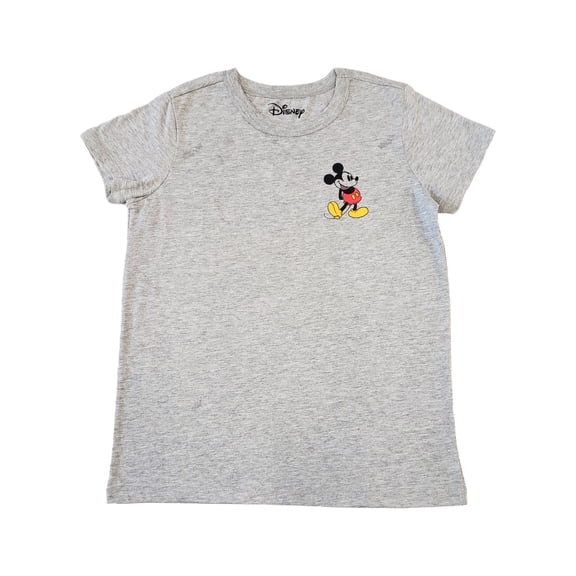 Junior Womens Disney Mickey Mouse Heather Grey Short Sleeve T-Shirt Top XS