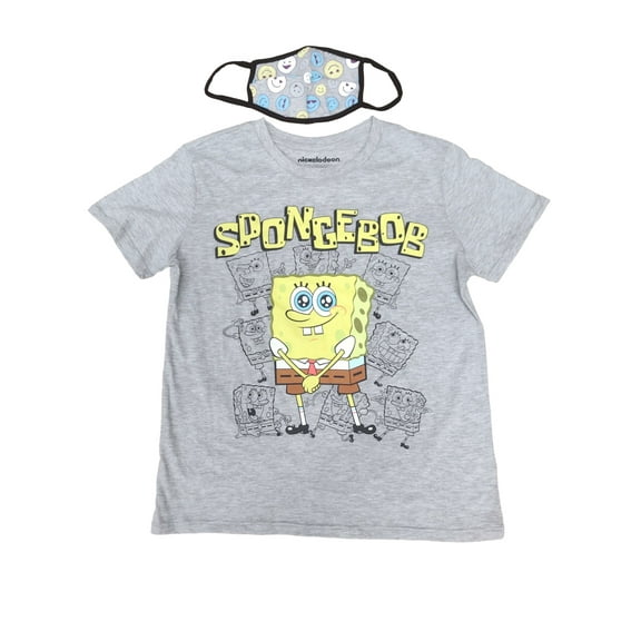 Junior Womens Gray SpongeBob squarepants Tee Shirt T-shirt X-Large