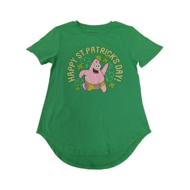 Junior Womens Green Happy St. Patricks Day Spongebob Tee Shirt T-shirt 3X