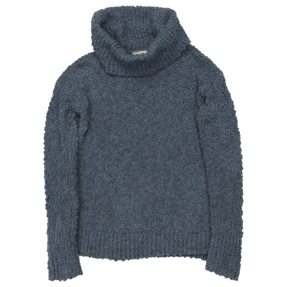 Junior Womens Lumpy Blue Cowl Neck Split Side Turtleneck Sweater XS