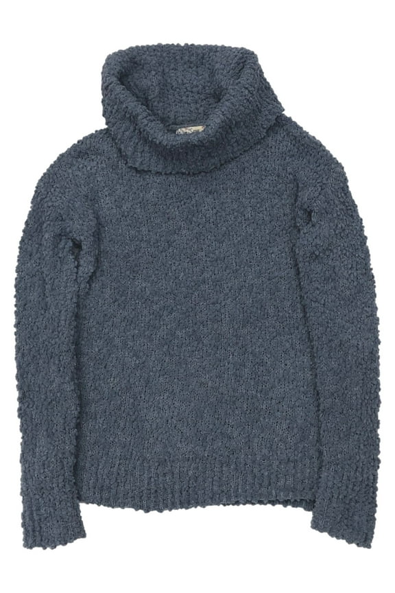 Junior Womens Lumpy Blue Cowl Neck Split Side Turtleneck Sweater XXL