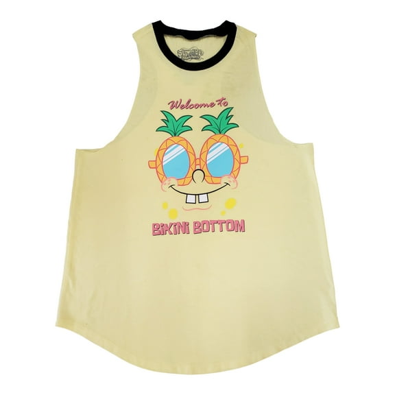 Junior Womens Nickelodeon Spongebob Welcome To Bikini Bottom Yellow Tank Top S