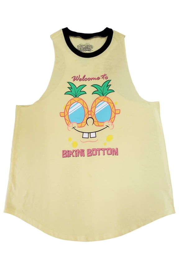 Junior Womens Nickelodeon Spongebob Welcome To Bikini Bottom Yellow Tank Top XL