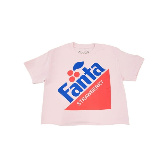 Junior Womens Pink Fanta Strawberry Cotton Crop Top Short Sleeve T-Shirt L