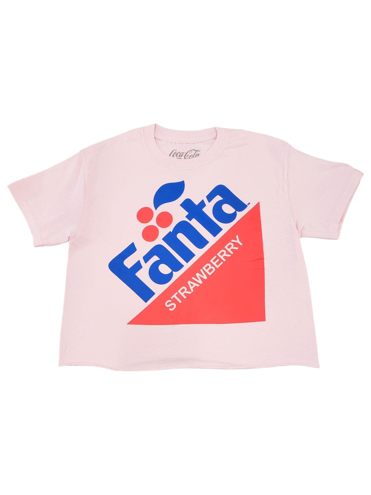 Junior Womens Pink Fanta Strawberry Cotton Crop Top Short Sleeve T ...