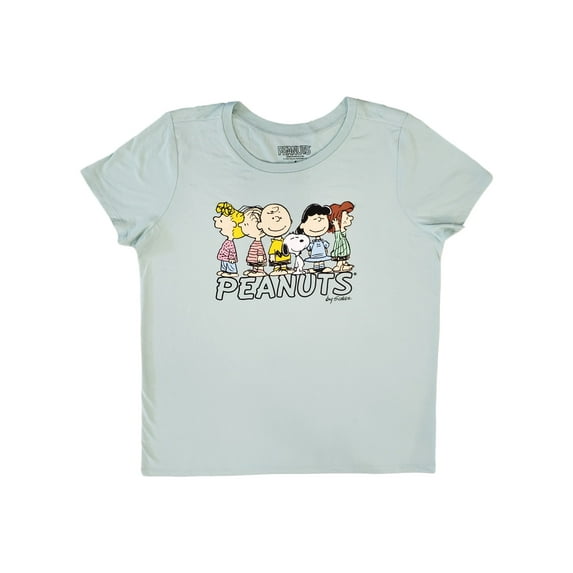 Junior Womens Plus Size Peanuts Gang Charlie Lucy Short Sleeve Green T-Shirt 3