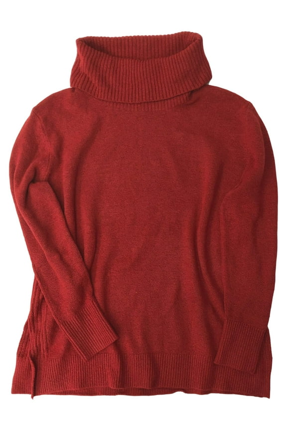 Junior Womens Red Cowl Neck Split Side Tunic Sweater Small