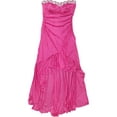 thumbnail image 1 of Junior Womens Silky Hot Pink Magenta Rhinestone Cocktail Evening Party Dress, 1 of 1