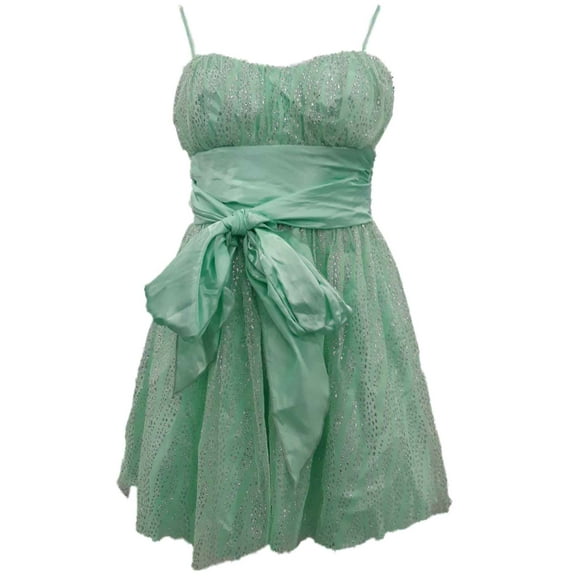 Junior Womens Spring Green Silver Glitter Cocktail Evening Party Dress Size 9