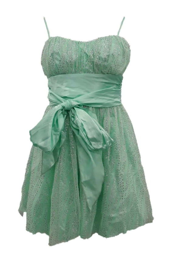 Junior Womens Spring Green Silver Glitter Cocktail Evening Party Dress Size 9