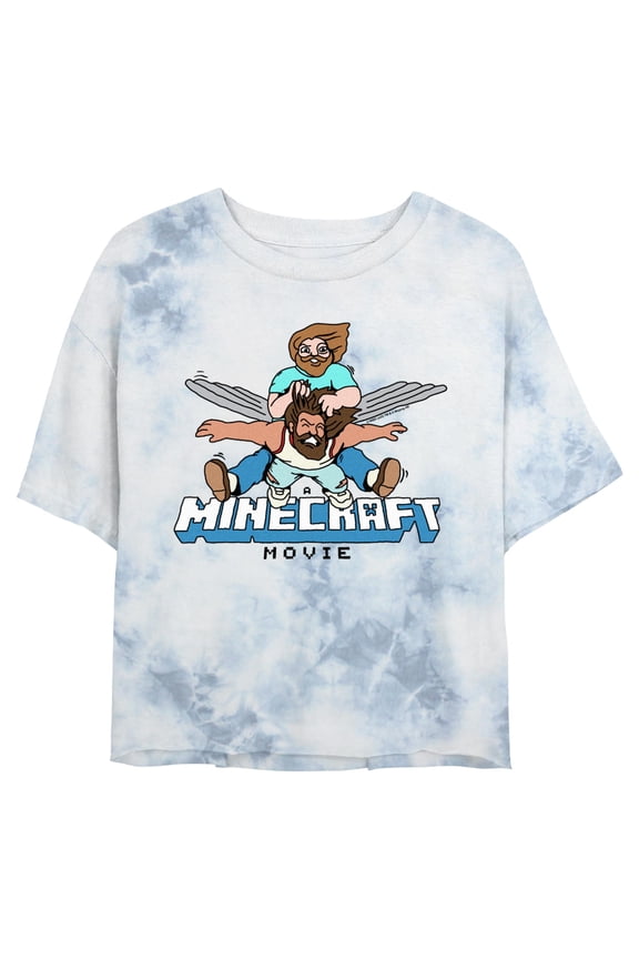Junior's A Minecraft Movie Garrett and Steve Fly Scene Graphic T-Shirt