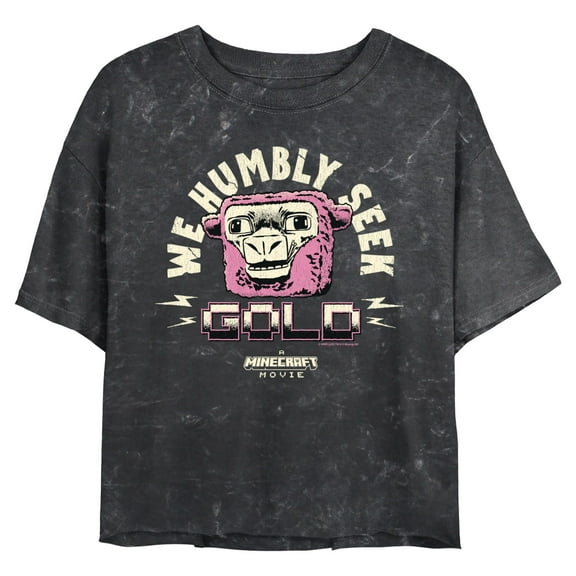 Junior's A Minecraft Movie Pink Sheep We Seek Gold Quote  Graphic T-Shirt