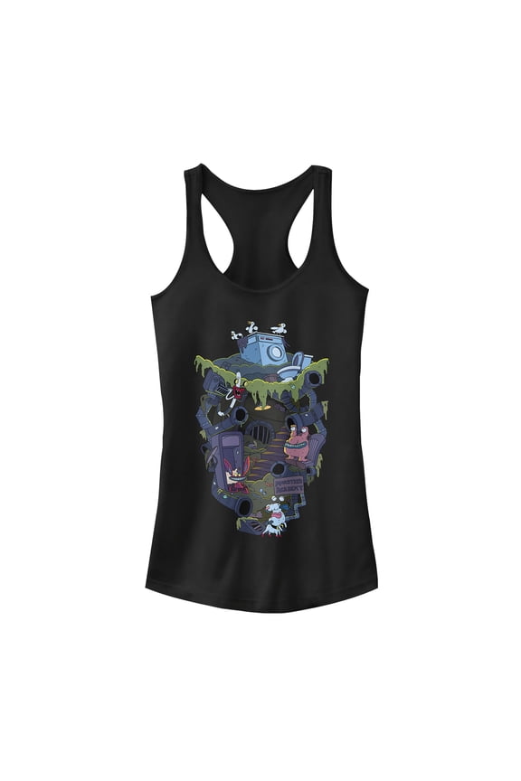 Junior's Aaahh!!! Real Monsters Underground Lair Racerback Tank Top Black Medium