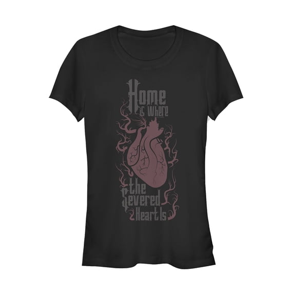 Junior's Addams Family Severed Heart At Home Graphic Tee Black Large