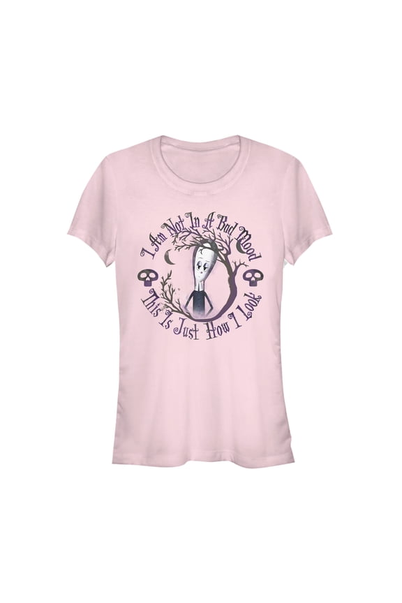 Junior's Addams Family Wednesday Bad Mood Graphic Tee Light Pink 2X Large