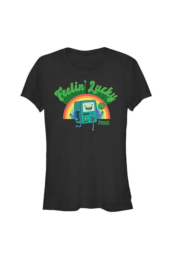 Junior's Adventure Time Feelin' Lucky BMO Graphic Tee Black Large