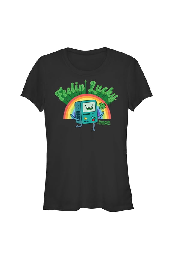 Junior's Adventure Time Feelin' Lucky BMO  Graphic Tee Black Small