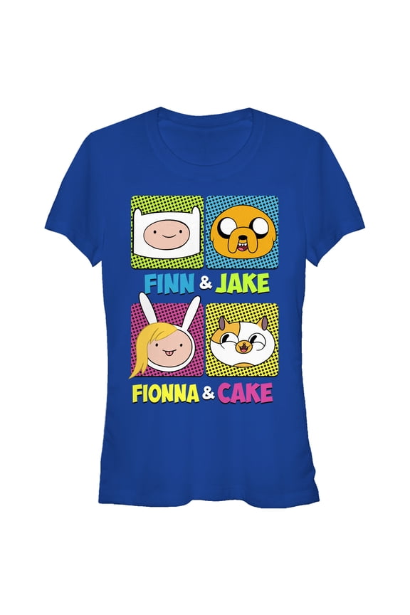 Junior's Adventure Time Finn Jake Fionna Cake Graphic Tee Royal Blue X Large