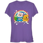 Junior's Adventure Time Finn and Jake Stars Graphic Tee Purple Large