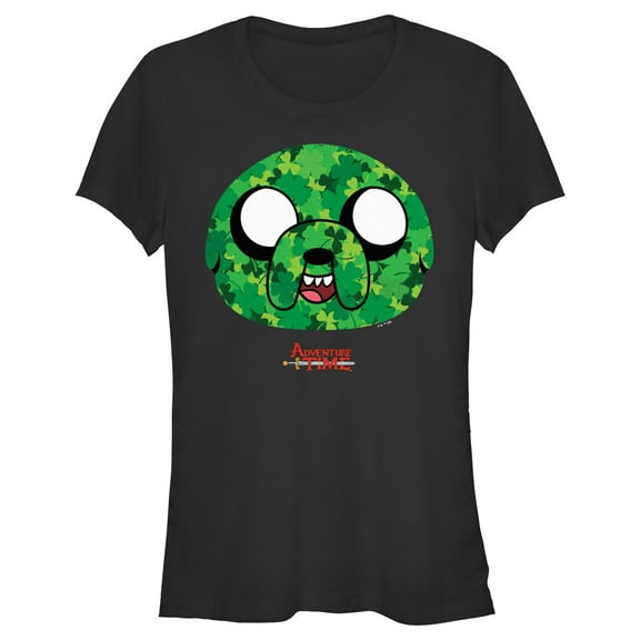 Junior's Adventure Time Shamrock Jake  Graphic Tee Black Large