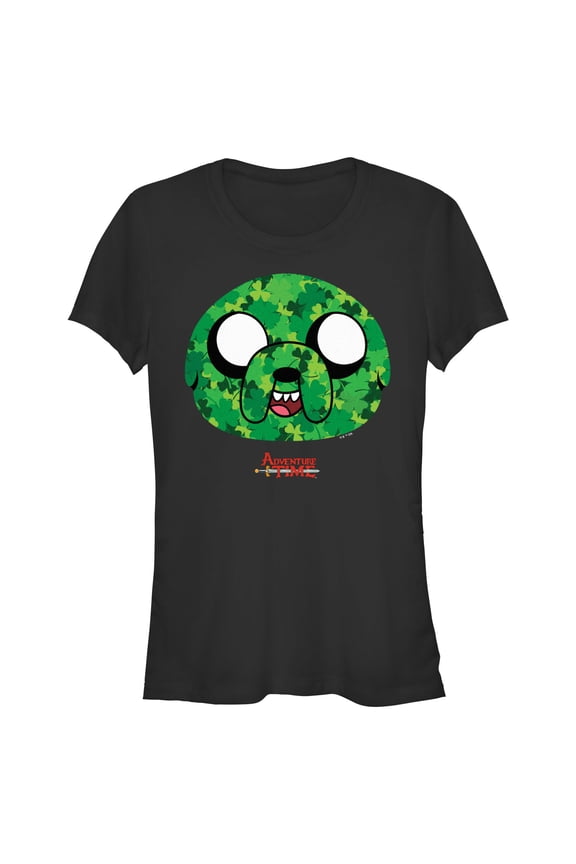 Junior's Adventure Time Shamrock Jake Graphic Tee Black Small