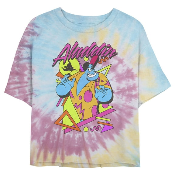 Junior's Aladdin 90s Genie Crop Graphic Tee Tie Dye Large