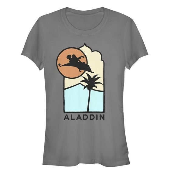 Junior's Aladdin Block Carpet Ride Graphic Tee Charcoal Small