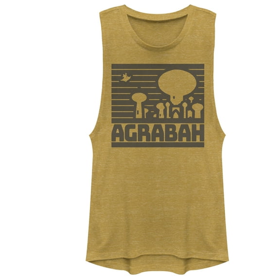 Junior's Aladdin Bold Agrabah Scene  Festival Muscle Graphic Tee Gold Heather X Large