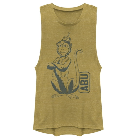 Junior's Aladdin Cartoon Abu Profile Festival Muscle Graphic Tee Gold Heather Small