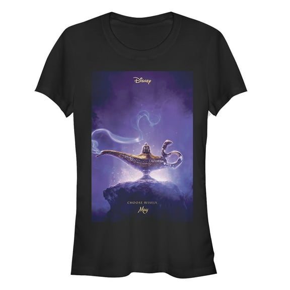 Junior's Aladdin Choose Wisely Movie Poster  Graphic Tee Black Large