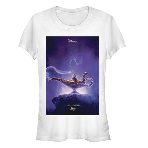 Junior's Aladdin Choose Wisely Movie Poster Graphic Tee White Small