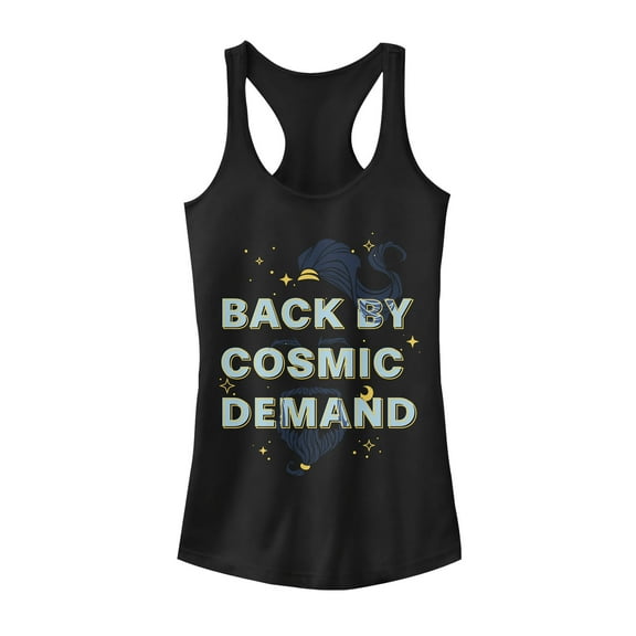 Junior's Aladdin Genie Back By Cosmic Demand  Racerback Tank Top Black Small