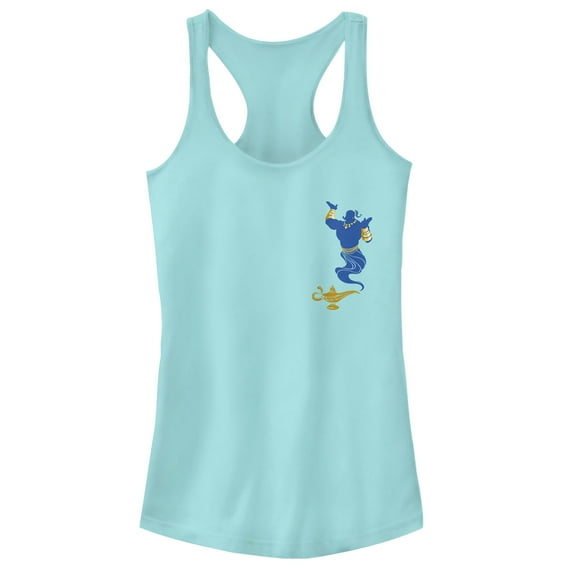 Junior's Aladdin Genie Badge Racerback Tank Top Cancun Medium