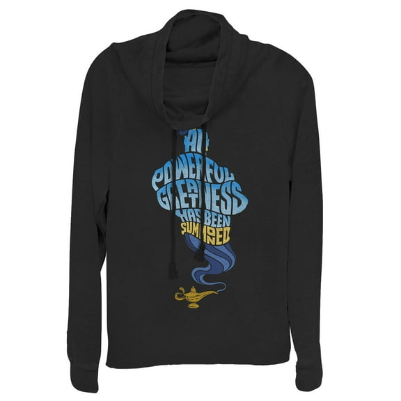 Junior's Aladdin Genie Greatness Summoned  Cowl Neck Sweatshirt Black Small