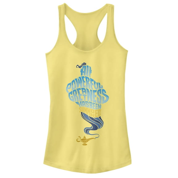 Junior's Aladdin Genie Greatness Summoned  Racerback Tank Top Banana 2X Large