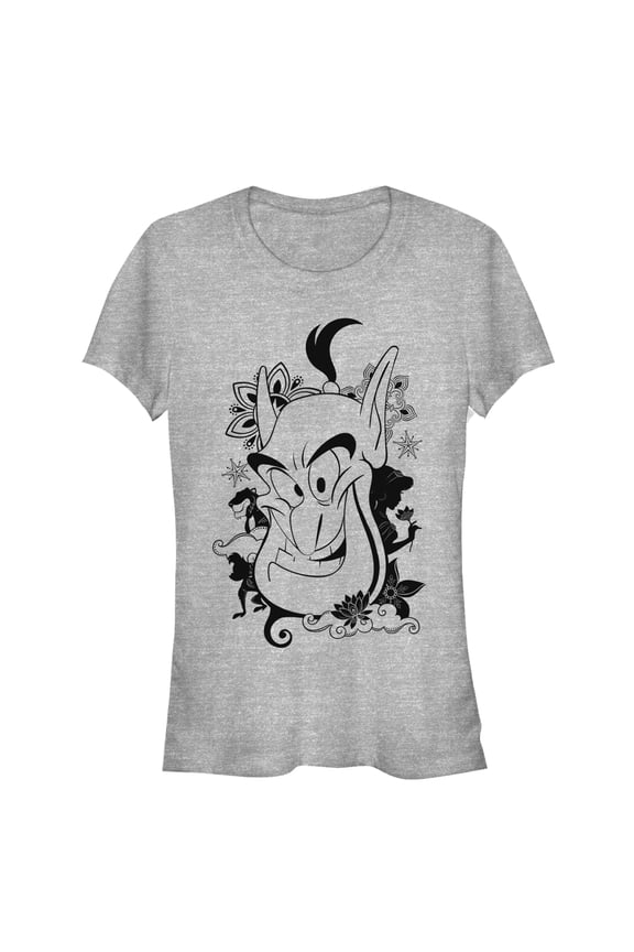 Junior's Aladdin Genie Grin Graphic Tee Athletic Heather X Large