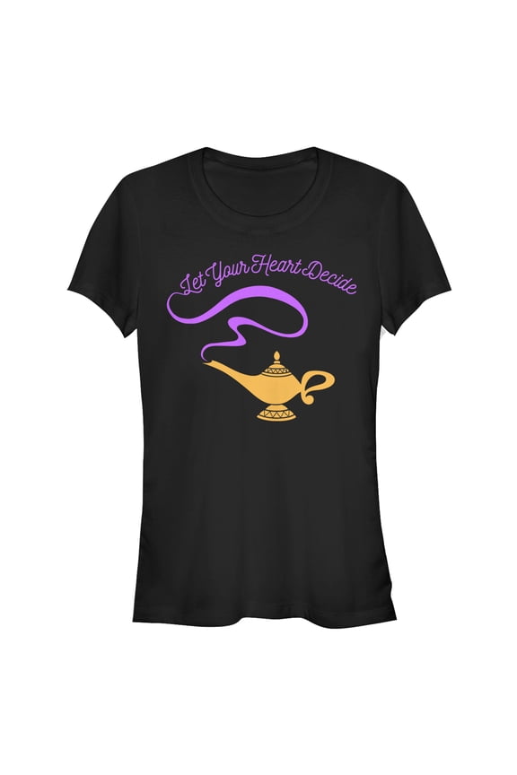 Junior's Aladdin Genie Heart Decide Graphic Tee Black Medium