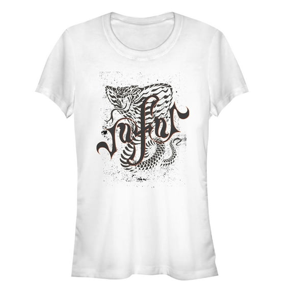 Junior's Aladdin Jafar Cobra Scrawl Graphic Tee White 2X Large