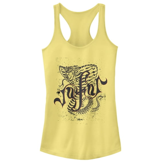 Junior's Aladdin Jafar Cobra Scrawl Racerback Tank Top Banana Large