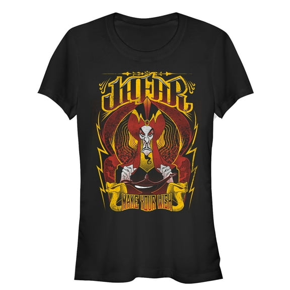 Junior's Aladdin Jafar Flame Wish Graphic Tee Black Medium
