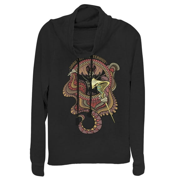 Junior's Aladdin Jafar Mysterious Snake  Cowl Neck Sweatshirt Black 2X Large